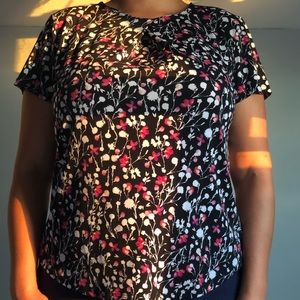 Liz Claiborne Black&Pink Floral Blouse